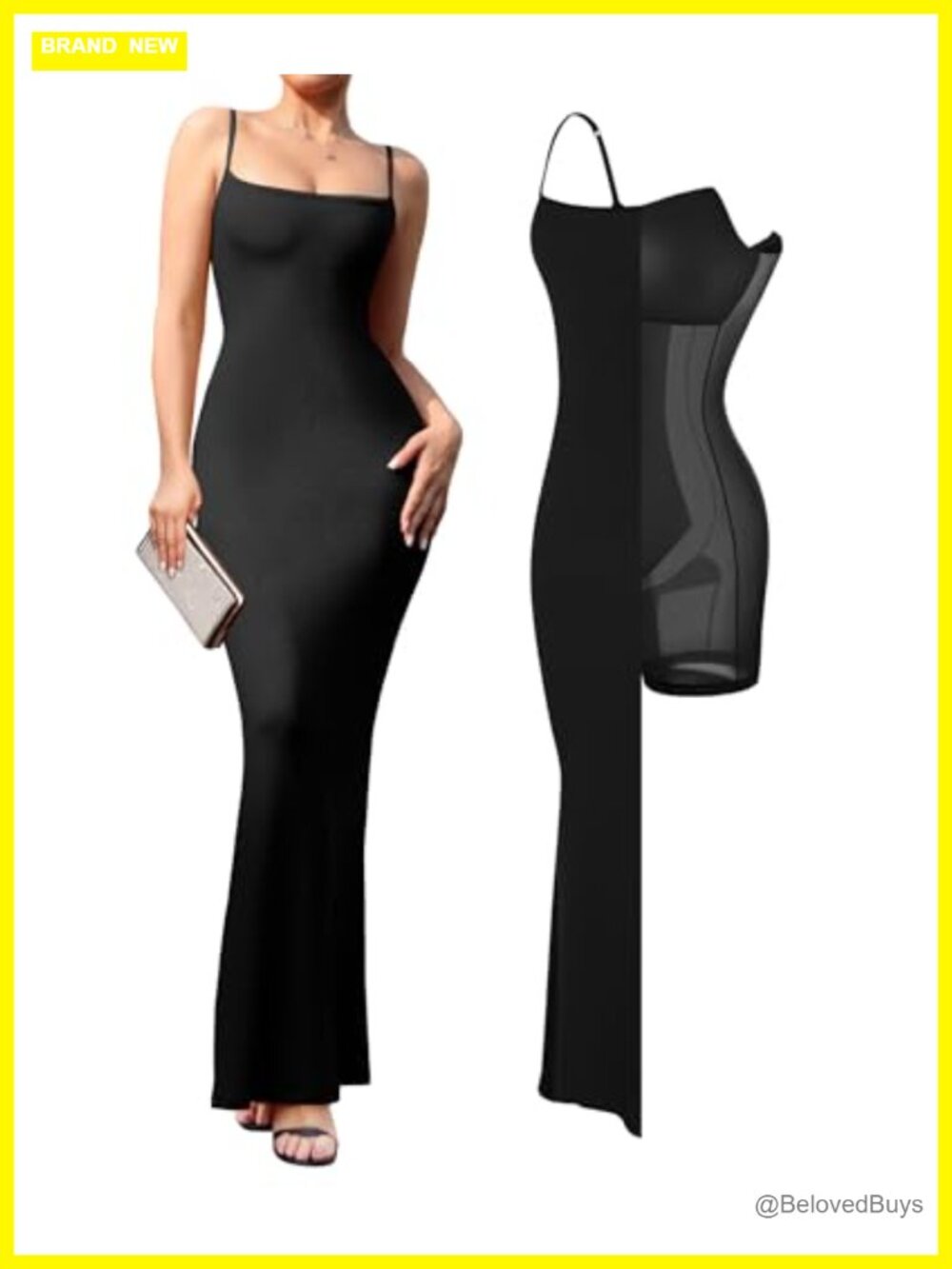 Maxi Bodycon Dress Built in Bra Shapewear Long Formal Gown